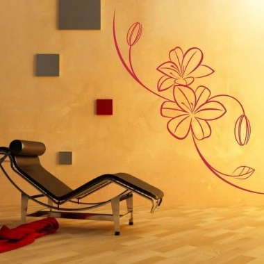 Elegant flower sticker 027 in a modern interior, adding charm to minimalist style walls.