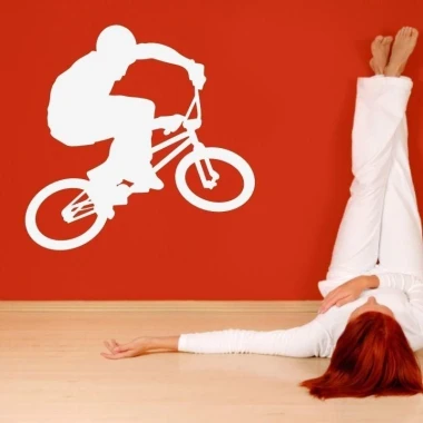 Dynamic bike sticker 011 in a minimalist style, perfect for a modern youth room.