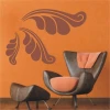 Klasik 016 painting template - Living room design with orange walls and furniture in shades of brown and orange.