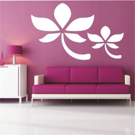 Elegant klasik 270 paint template featuring white flowers on a purple wall in a modern setting.