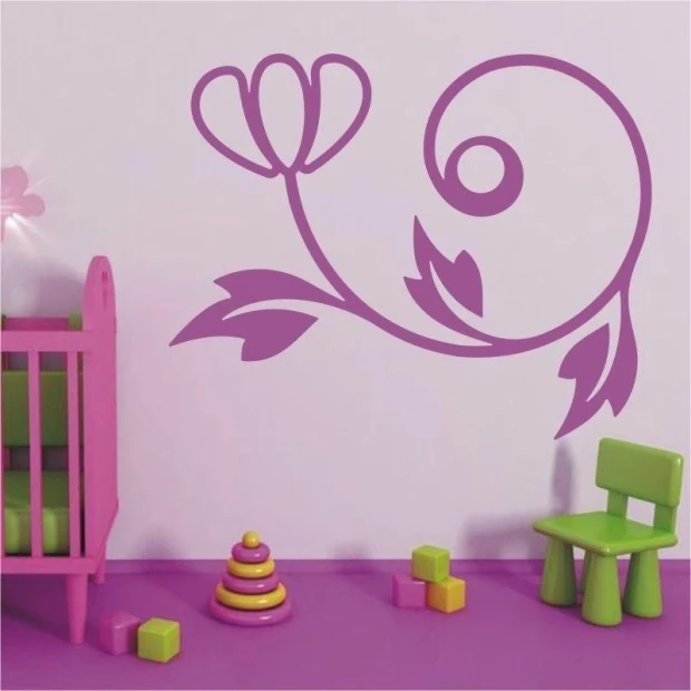 Pastel pink floral painting template klasik 231, perfect for a cozy children\'s room.