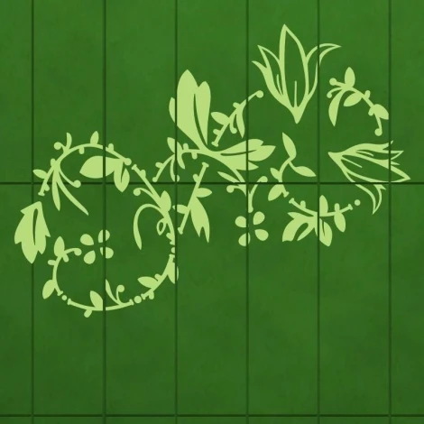 Delicate painting template "Flowers 031" in soft green shades, perfect for a modern alcove.