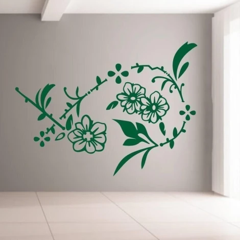 Floral painting template 039 in a minimalist interior, adding freshness and natural charm.
