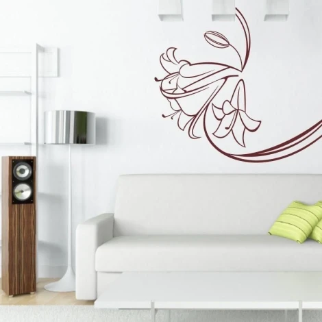 Elegant floral painting template in a minimalist living room, adding modern charm and subtlety.
