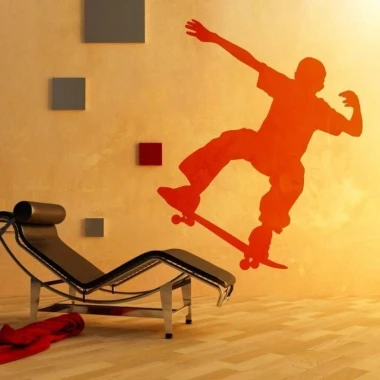 Dynamic skater painting template 0805, perfect for a modern youth room, adding energy and style.