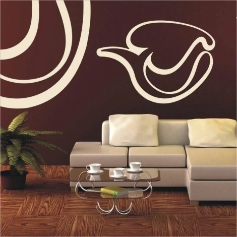 Stylish klasik 402 sticker in a minimalist interior, adding character to a modern living room.