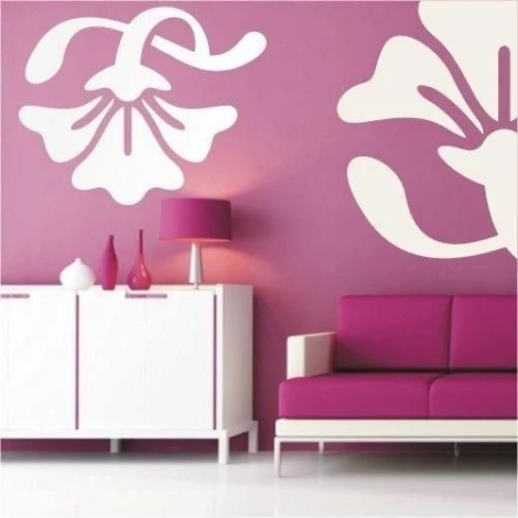 Stylish klasik 412 white sticker, perfect for a modern living room with a fuchsia sofa and pink accents.