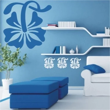 Elegant klasik 419 sticker featuring a blue floral design, perfect for a modern living room.