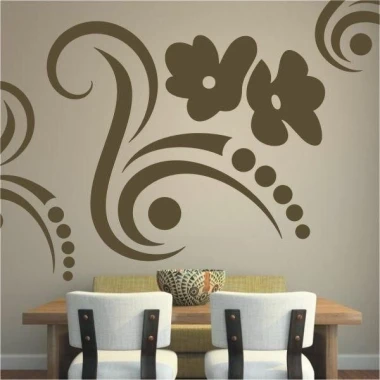 Stylish sticker with floral design in warm brown tones, perfect for a modern living room.