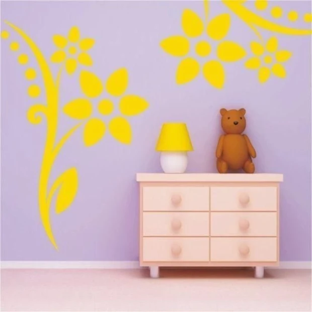 Flower sticker 055 in a cheerful pastel nursery, adding lightness and charm to the walls.
