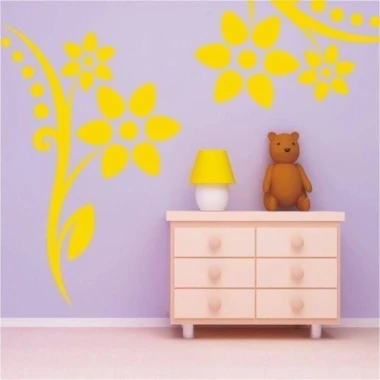 Flower sticker 055 in a cheerful pastel nursery, adding lightness and charm to the walls.