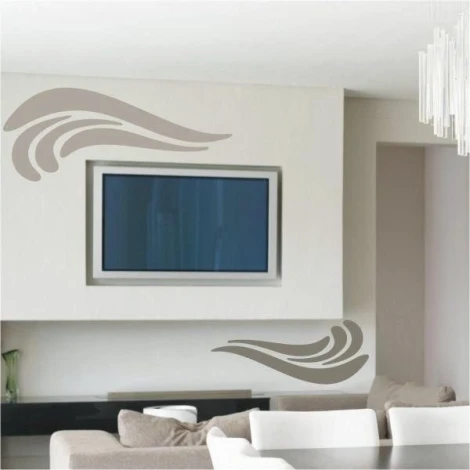 Elegant klasik 049 painting template in a modern living room, adding subtle charm and dynamism to the wall.