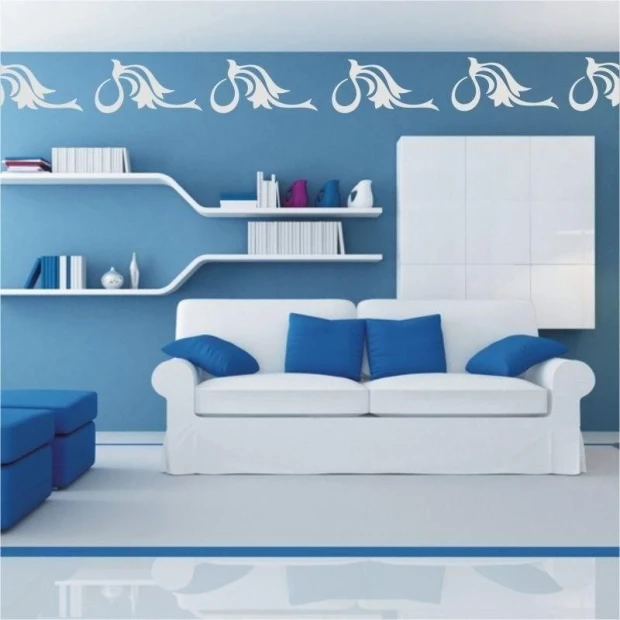 Elegant klasik 057 painting template in a modern living room, adding freshness with white decor.