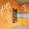 Stylish floral painting template 061 in a bright kitchen, adding freshness and charm in pastel shades.