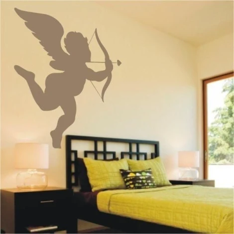 Cupid 1014 painting template - Bedroom design with light walls, dark furniture, and subtle lighting.