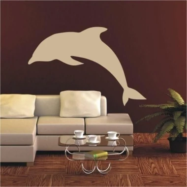 Charming minimalist dolphin sticker, perfect for a modern living room.
