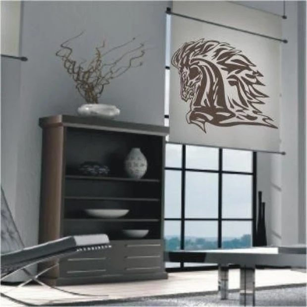 Elegant horse sticker 07 in a modern living room, adding character and dynamism to the interior.