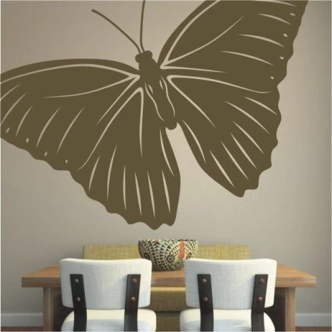 Butterfly sticker 002 in an elegant, muted color, perfect for a modern living room, adding a stylish touch.
