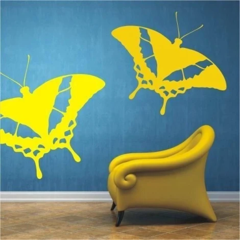 Bright butterfly sticker 011 in cheerful colors, perfect for a child\'s room, adding a joyful touch.
