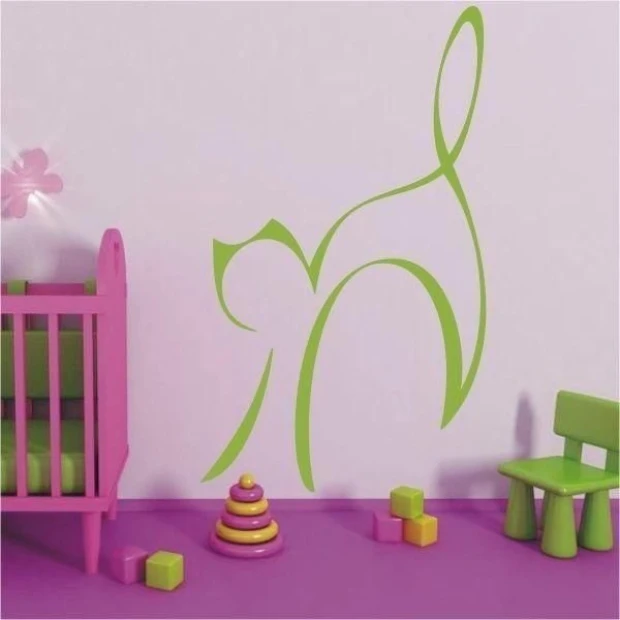 Stylish "cat" painting template in pastel colors, perfect for a child\'s room, adding charm.