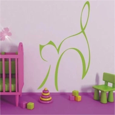 Stylish "cat" painting template in pastel colors, perfect for a child\'s room, adding charm.