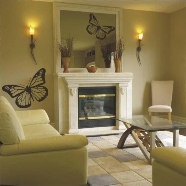 Stylish butterfly painting template 003 in an elegant living room, adding lightness and modernity to the space.