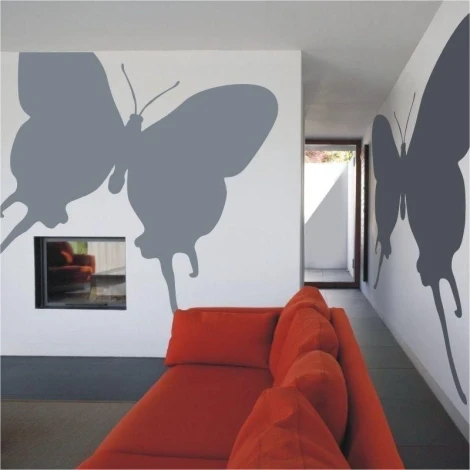 Stylish butterfly painting template 020 in a modern living room, adding lightness and elegance to bright walls.