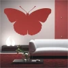 Stylish butterfly sticker 016 in vibrant red, perfect for a modern living room, adding a touch of elegance.