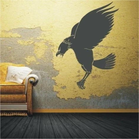 Dynamic eagle in a stylish loft design, adding character to walls in a modern interior.