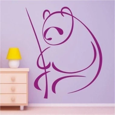 Stylish panda sticker in vibrant colors, perfect for a child\'s room, adding charm and joy.