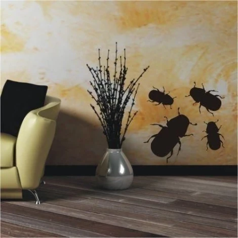 Stylish beetle sticker 1059 in a modern living room, perfectly matching warm wall tones.