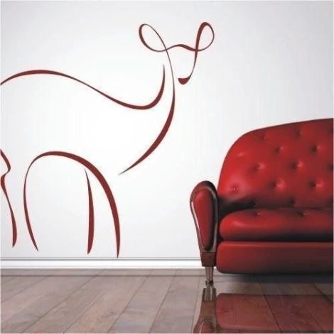 Stylish animal sticker in shades of red, perfect for a modern living room with elegant leather decor.