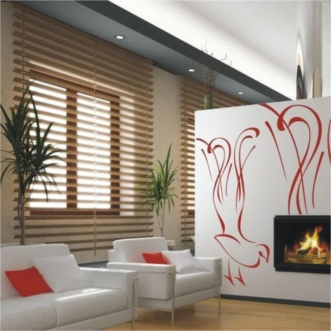Colorful animal sticker in a modern living room, adding energy and character to a minimalist decor.