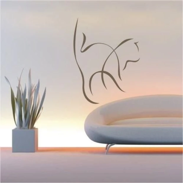 Stylish painting template featuring a cat, perfect for a modern living room, adding lightness and elegance.