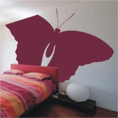 Elegant butterfly painting template 022 in deep burgundy, perfect for a cozy bedroom with a touch of charm.