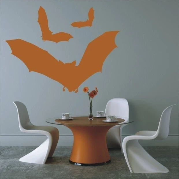 Energetic orange bats, perfect for a modern dining room, adding character.