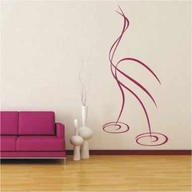 Animal painting template 02 - Living room setup. Light-colored walls, purple furniture.
