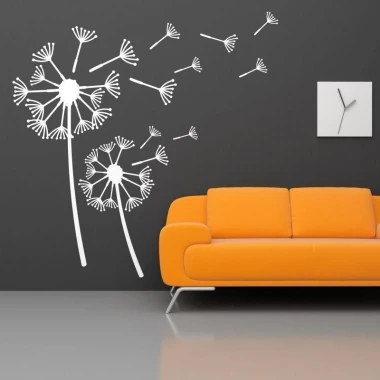 Dandelion sticker 1318 in a modern living room, adding lightness and freshness with its delicate white design.