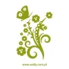 Floral sticker with a butterfly in vibrant green, perfect for energizing modern spaces.