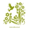 Flower and bird sticker 1311 in a fresh green shade, perfect for enlivening modern interiors.