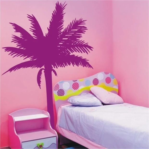 Stylish palm sticker 0864 in vibrant purple, perfect for a cheerful girl\'s bedroom.