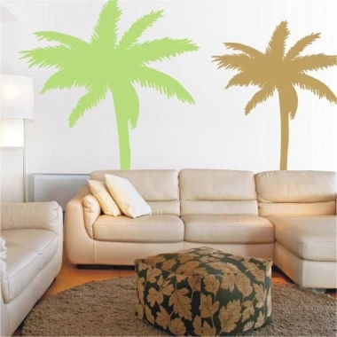 Stylish palm sticker 0866 in pastel shades, perfect for a modern living room, adding a light touch.