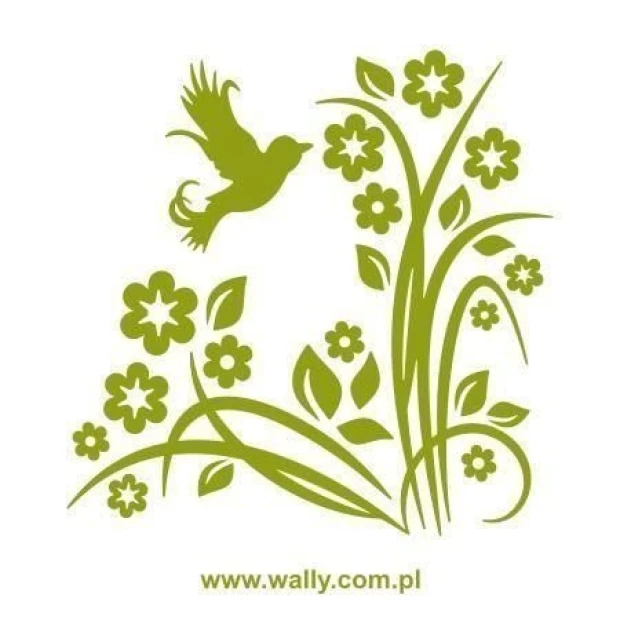 Colorful painting template with flower and bird, perfect for a cozy children\'s room or spring decor.