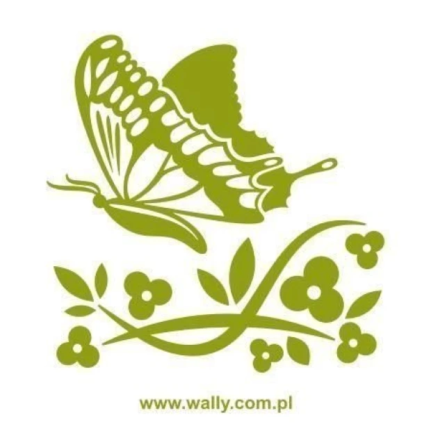 Joyful flower and butterfly painting template in fresh green tones, perfect for a child\'s room.