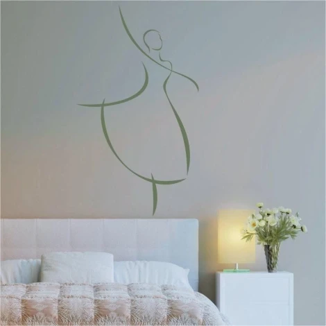 Painting template lady 43 - Bedroom arrangement with light-colored walls, minimalist furniture, and a bedside lamp.