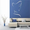 Lady 79 painting template - Living room setup with blue wall, light sofa, and minimalist style.