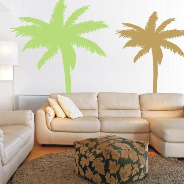 Stylish palm painting template 0866 in pastel shades, perfect for a modern living room, adds elegance.