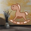 Horse sticker 0963 in a child\'s room, adding a cheerful touch to a cozy space.