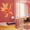 Cheerful cat sticker in a children\'s style, perfect for a colorful nursery, adds a joyful touch.