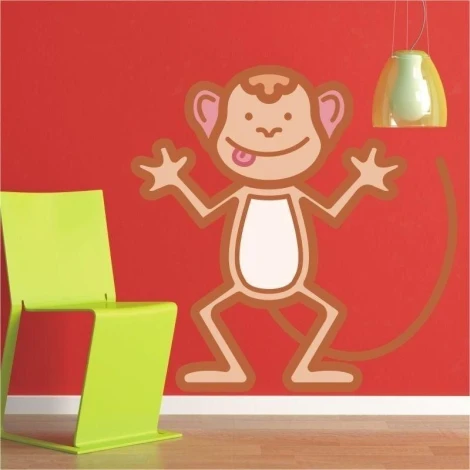 Colorful monkey sticker 0967 with a cheerful expression, perfect for a child\'s room, adding joy and fun.